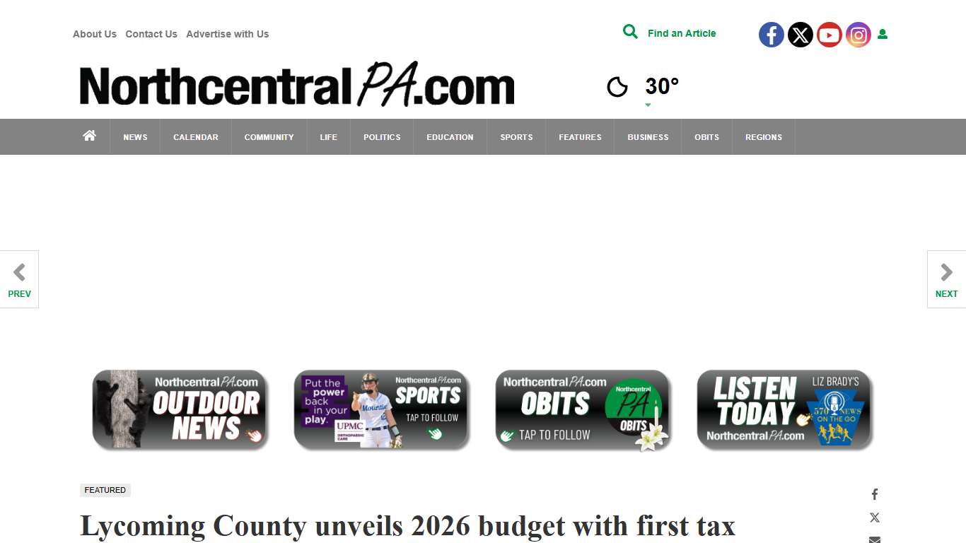 Lycoming County unveils 2026 budget with first tax increase since 2018 | Business | northcentralpa.com