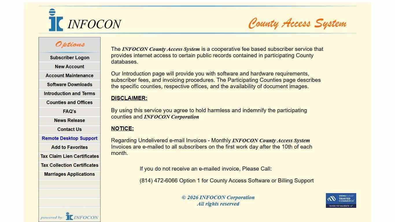 INFOCON County Access Home Page