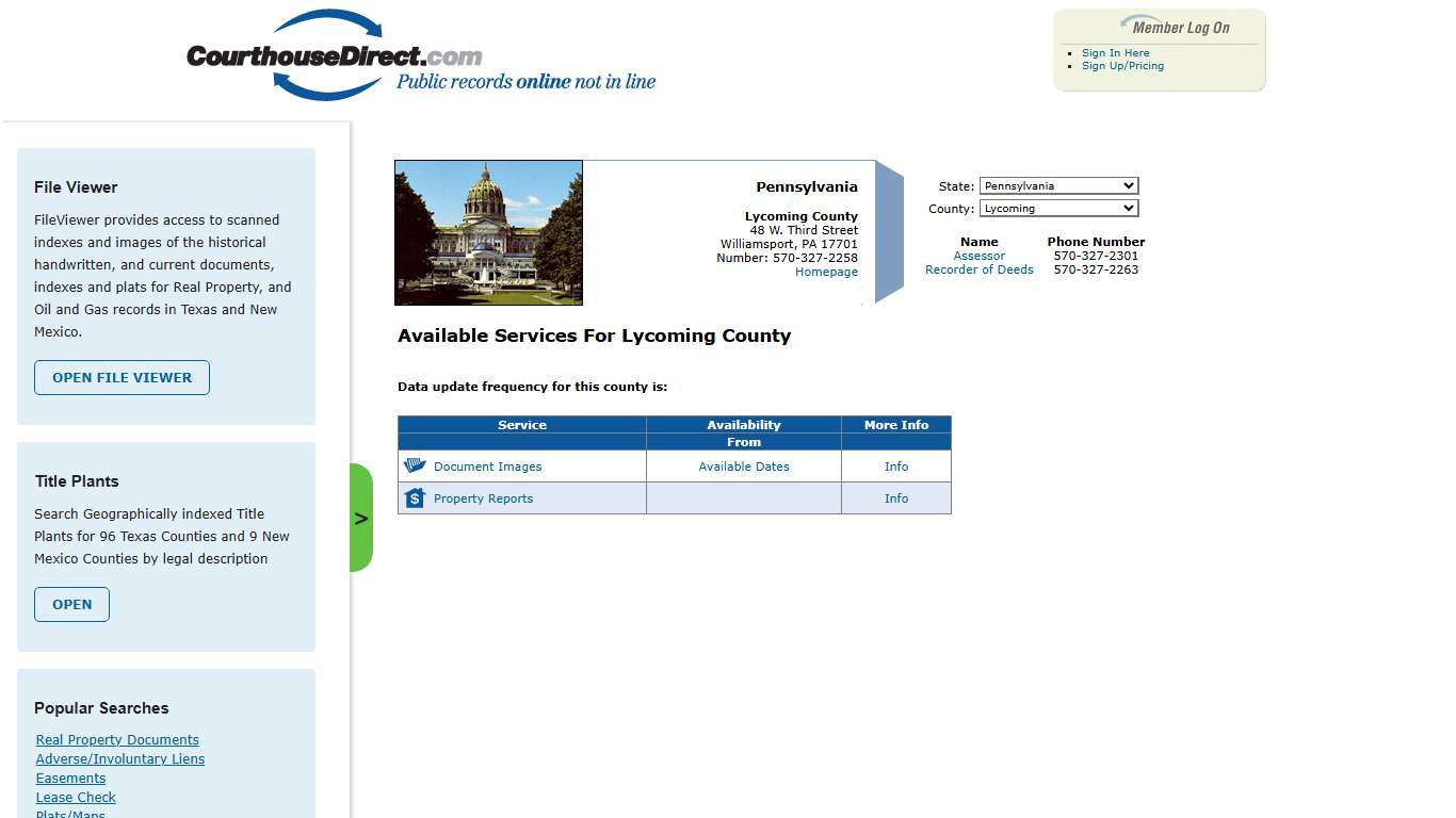 Search Lycoming County Public Property Records Online | CourthouseDirect.com