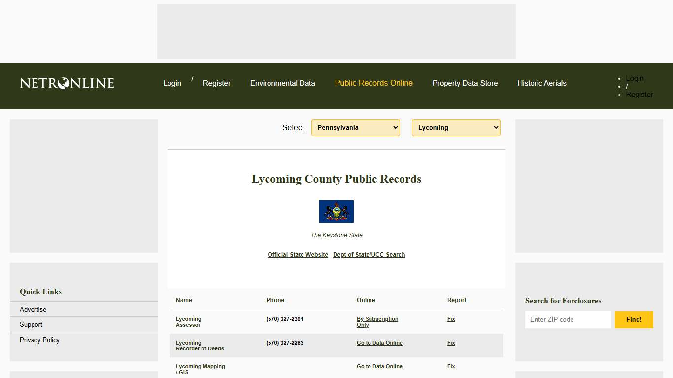 NETR Online • Lycoming • Lycoming Public Records, Search Lycoming Records, Lycoming Property Tax, Pennsylvania Property Search, Pennsylvania Assessor